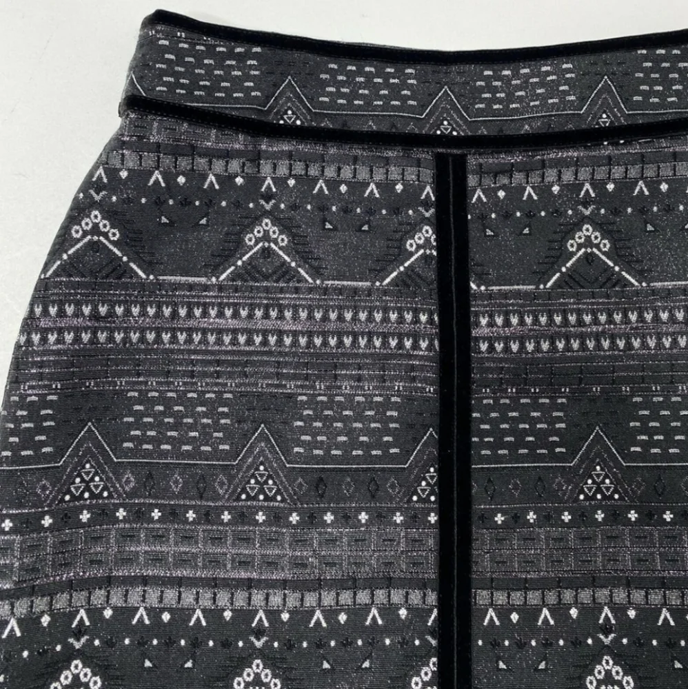 Esqualo Aztec Metallic Fringe Mini Skirt
